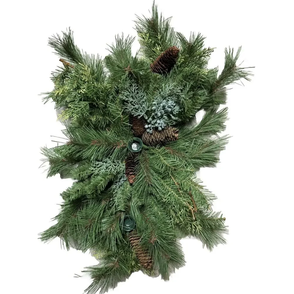 Pine Christmas Holiday Faux 3 candle holder Table Piece Dinner Party ~ 22 Inches